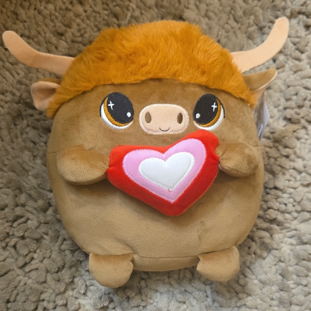 Cute 9 Inch Plush Bull Stuffy with Valentine's Day Heart - Picture 1 of 6